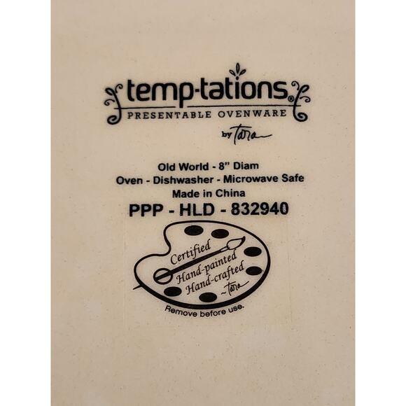 Temptations By Tara Old World Presentable Ovenware 8" Plates Set of 3 - Picture 2 of 2